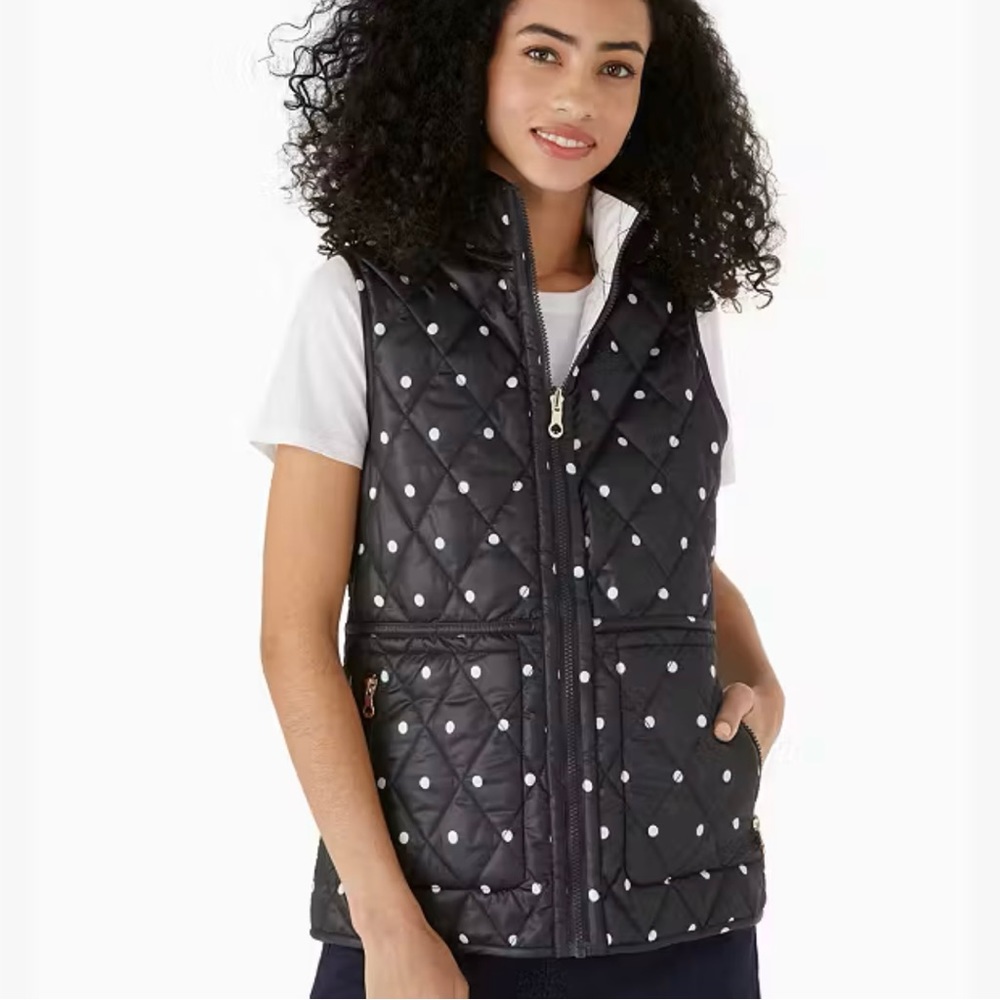 kate spade ♠️- $328 Reversible Quilted Vest in, “Blazer Black/White”, XL, NWOT